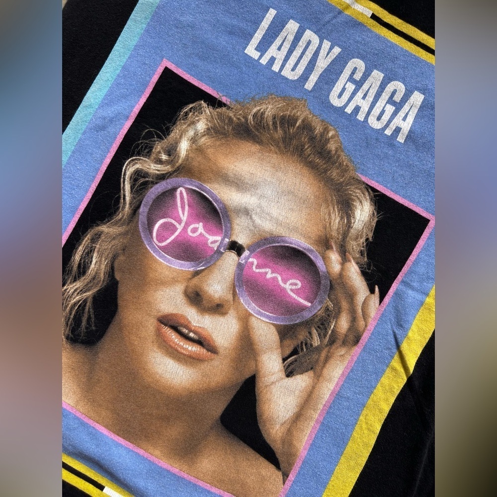 Lady Gaga Joanne 2017 World Tour Concert Short Sleeve Tee Shirt Retro Colors L